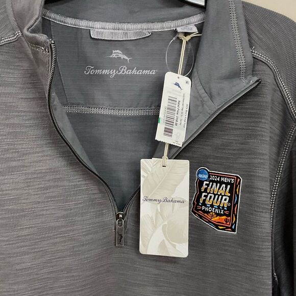Tommy Bahama Tobago Bay Pullover Half Zip Final Four Logo NCAA Grey New Sz S - Picture 5 of 8